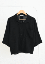 شومیز موسلین تک جیب مشکی