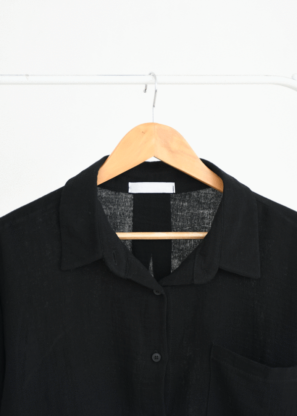 شومیز موسلین تک جیب مشکی - Image 2