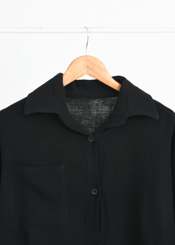 شومیز موسلین آستین بلند مشکی - Image 2