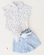 ست پیراهن و شلوارک دخترانه کد 100 - Image 2