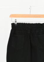 شلوار مام فیت کتان پشت کش مشکی - Image 3