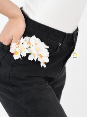 شلوار نیم بگ جین زغالی کد 623