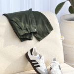 شلوار مام فیت کتان یشمی کد 978