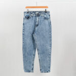 شلوار جین مام فیت آبی کد 1101 - Image 2