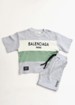 ست تیشرت و شلوارک بیسکوئیتی بالنسیاگا طوسی