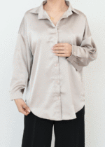 شومیز ساتن جلو دکمه - Image 5