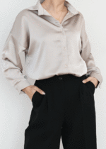 شومیز ساتن جلو دکمه - Image 8