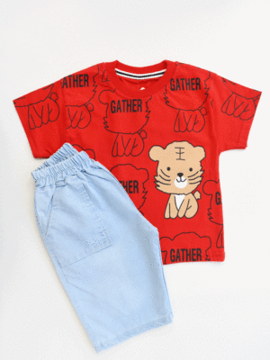 ست تیشرت و شلوارک طرح دار بچگانه