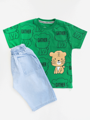 ست تیشرت و شلوارک طرح دار بچگانه