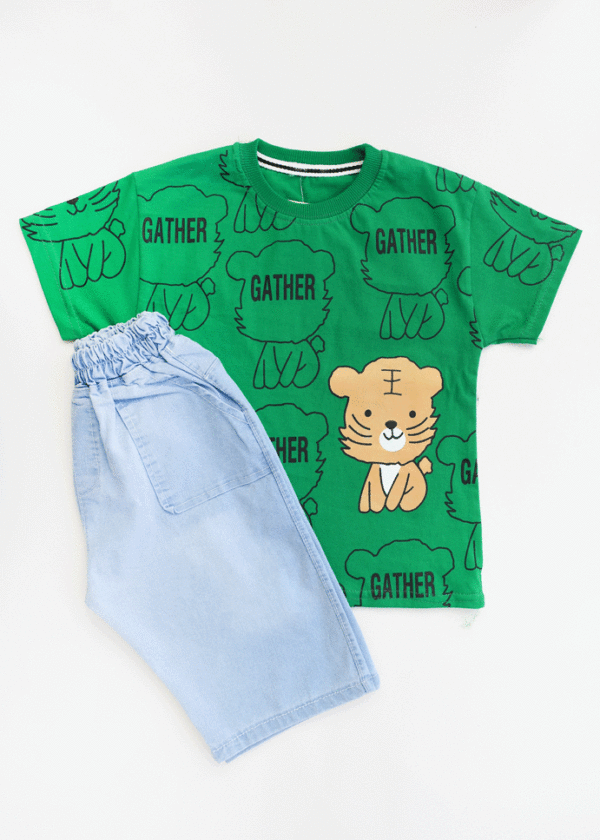 ست تیشرت و شلوارک طرح دار بچگانه - Image 1