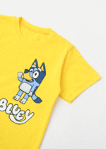 ست تیشرت و شلوارک بلویی زرد - Image 3