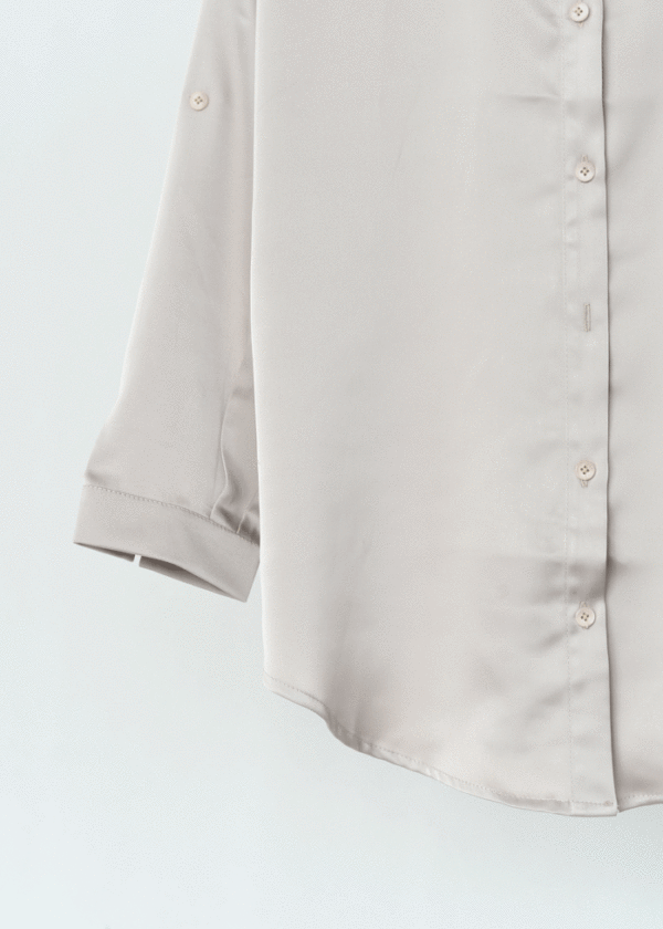 شومیز ساتن جلو دکمه - Image 4