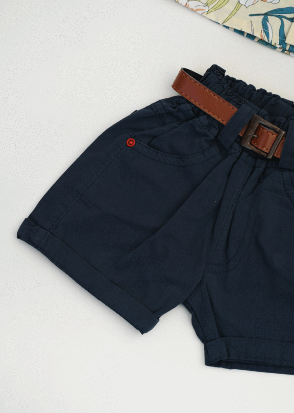 DSC_8877 ست پیراهن شلوارک طرح دار بچگانه لیمویی - Image 2