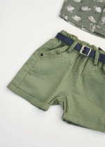 ست پیراهن و شلوارک طرح دار بچگانه سبز - Image 3