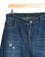 شلوار جین مام استایل پشت کش سرمه ای - Image 2