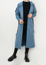 ترنچ کت پانچی آبی نفتی - Image 2