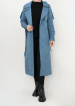 ترنچ کت پانچی آبی نفتی - Image 3