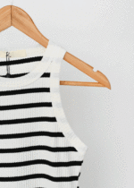 تاپ حلقه ای راه راه سفید مشکی - Image 2