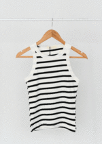 تاپ حلقه ای راه راه سفید مشکی