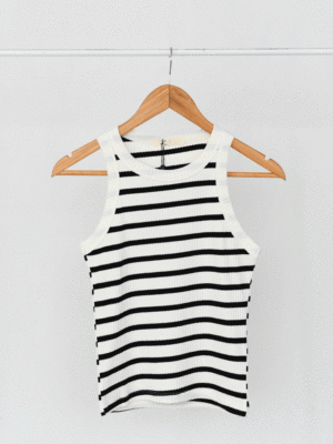 تاپ حلقه ای راه راه سفید مشکی