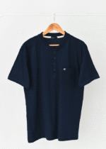 تیشرت مردانه جیب دار جلو دکمه سرمه ای