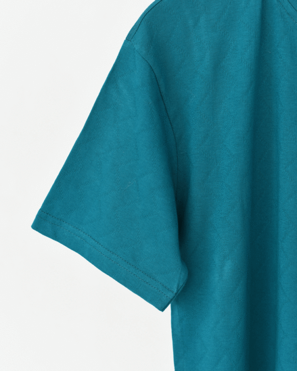 تیشرت مردانه جیب دار جلو دکمه سبز آبی - Image 3