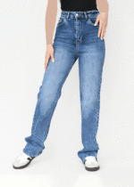 شلوار راسته جین آبی تیره - Image 3