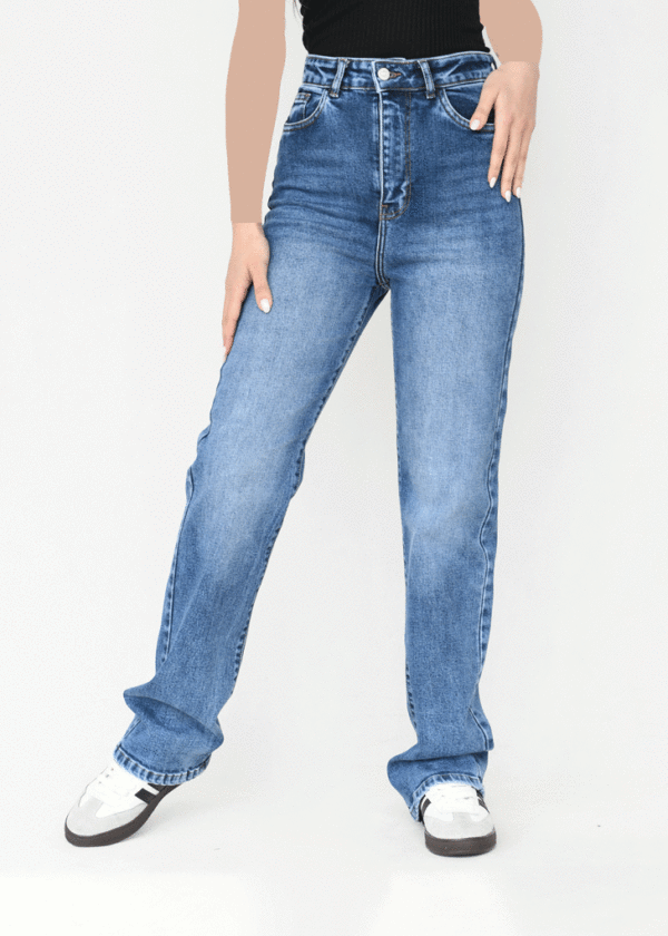 شلوار راسته جین آبی تیره - Image 3