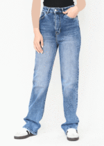 شلوار راسته جین آبی تیره - Image 2