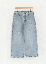 شلوار واید لگ آبی روشن زاپدار