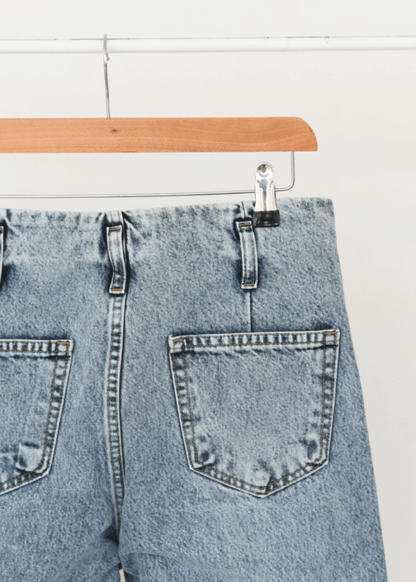 شلوار واید لگ آبی روشن زاپدار - Image 6