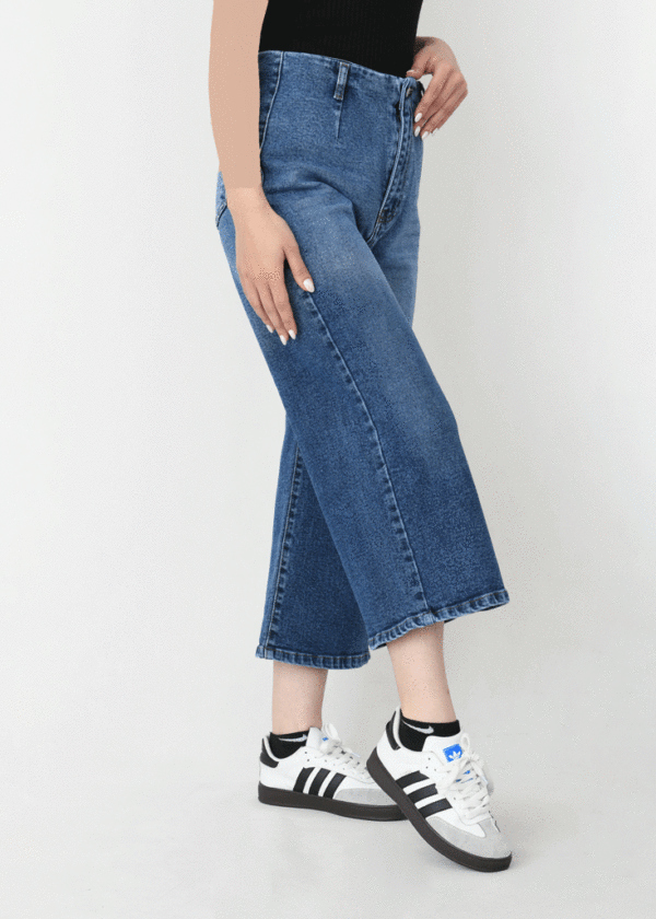 شلوار جین واید لگ آبی تیره - Image 3