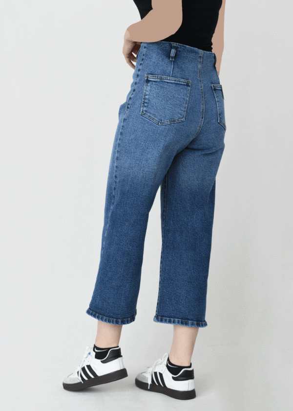 شلوار جین واید لگ آبی تیره - Image 2