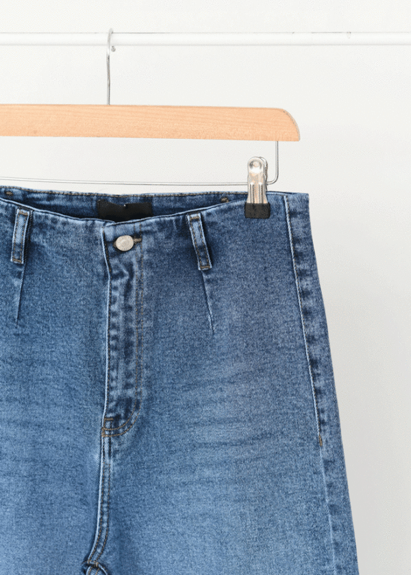 شلوار جین واید لگ آبی تیره - Image 7