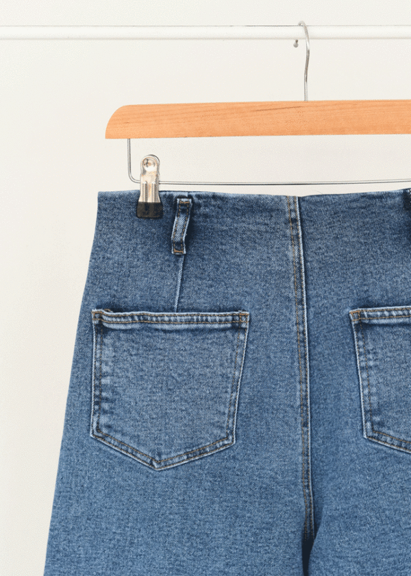 شلوار جین واید لگ آبی تیره - Image 6