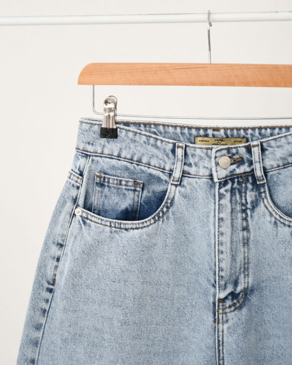 شلوار جین بگ کوتاه آبی روشن - Image 6