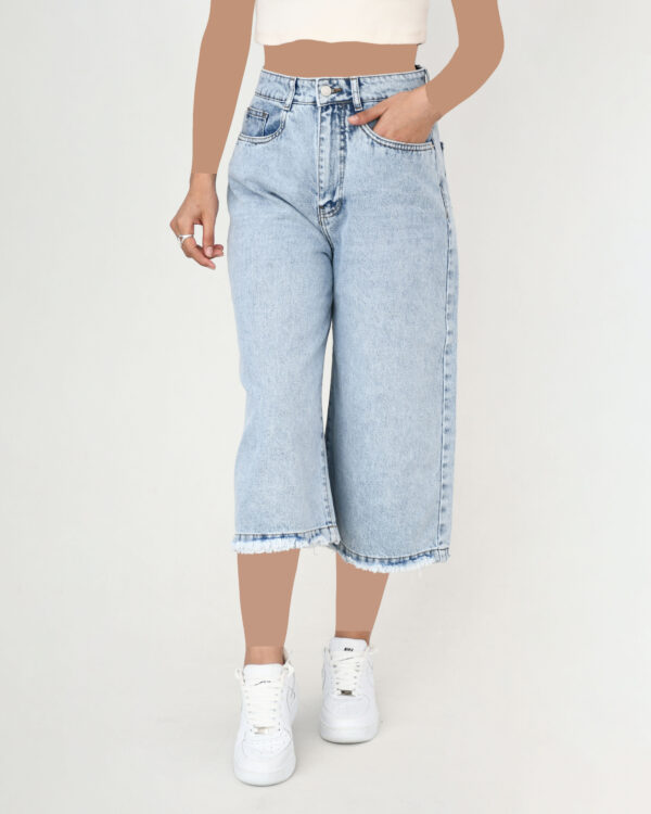 شلوار جین بگ کوتاه آبی روشن - Image 4