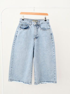 شلوار جین بگ کوتاه آبی روشن