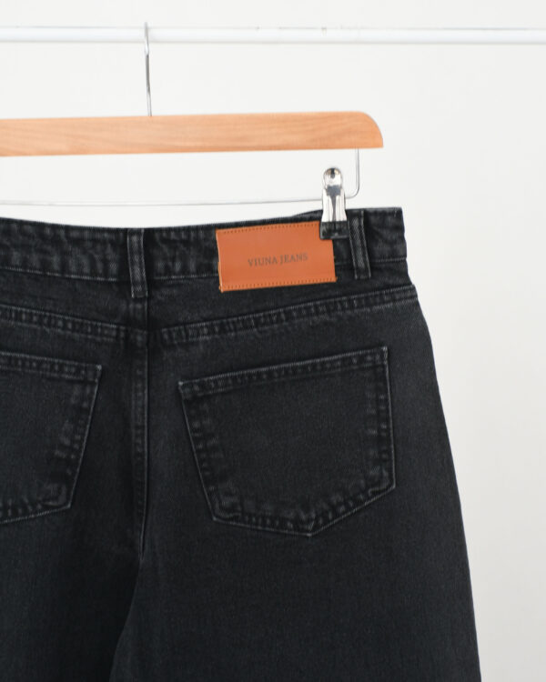 شلوار جین بگ کوتاه ذغالی زاپدار - Image 6