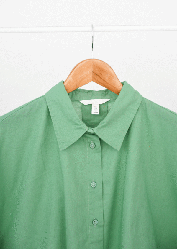 شومیز لینن کراپ اچ اند ام سبز - Image 3