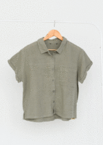 شومیز موسلین یشمی آستین کوتاه