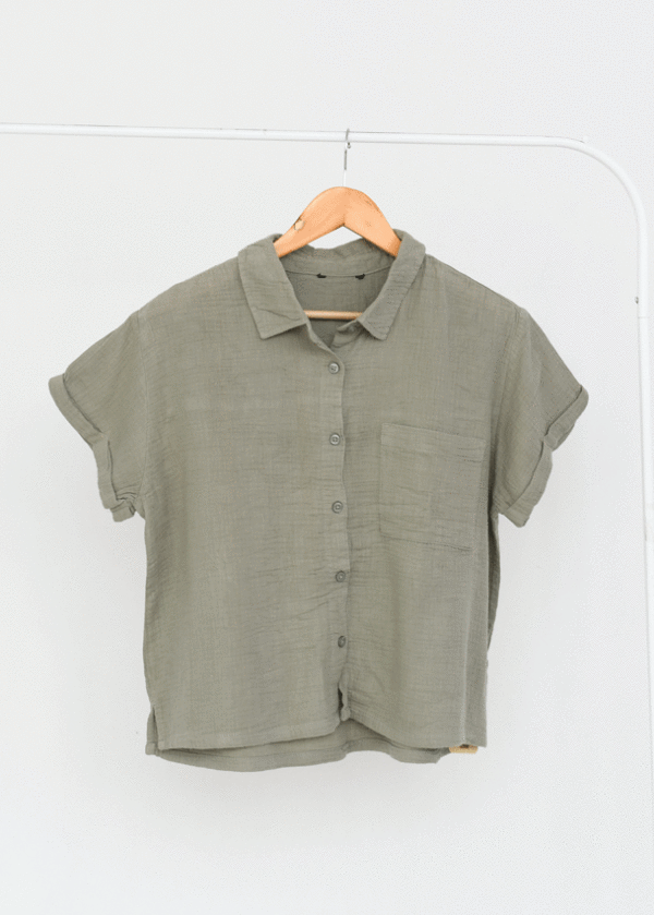 شومیز موسلین یشمی آستین کوتاه - Image 1