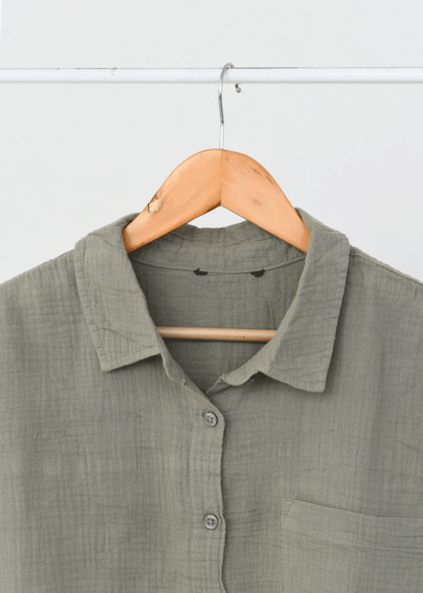 شومیز موسلین یشمی آستین کوتاه - Image 3