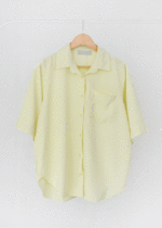 شومیز کتان رنگی تک جیب لیمویی