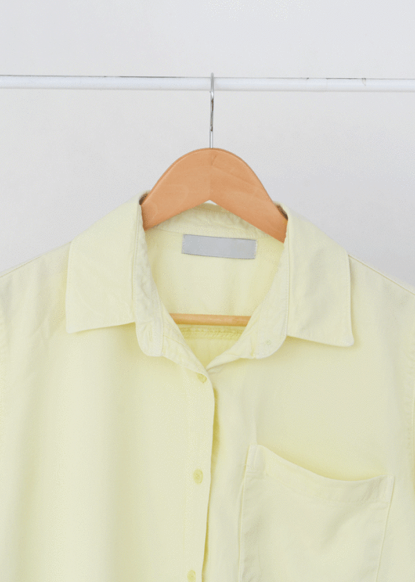 شومیز کتان رنگی تک جیب لیمویی - Image 2