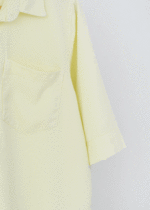 شومیز کتان رنگی تک جیب لیمویی - Image 3