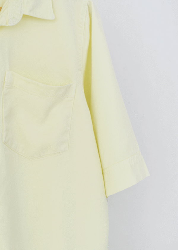 شومیز کتان رنگی تک جیب لیمویی - Image 3