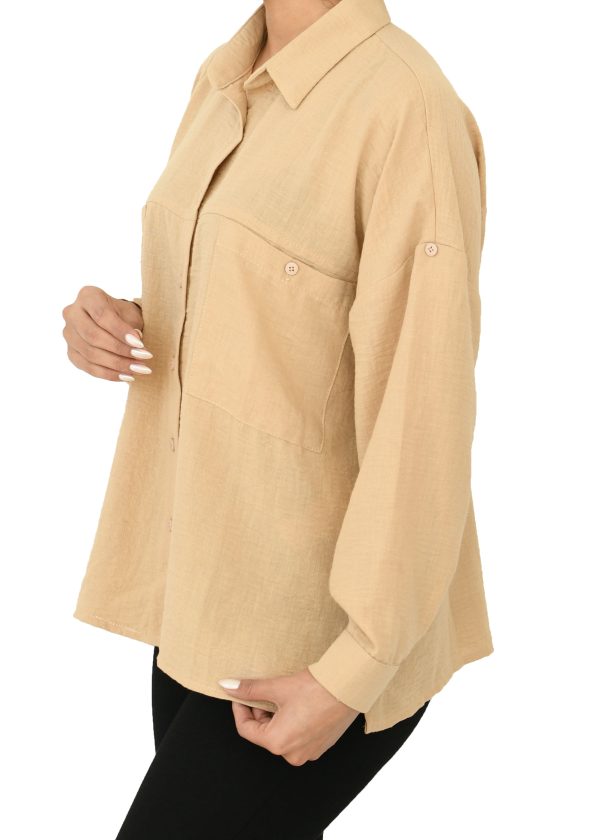 شومیز جلوجیب کرم - Image 4