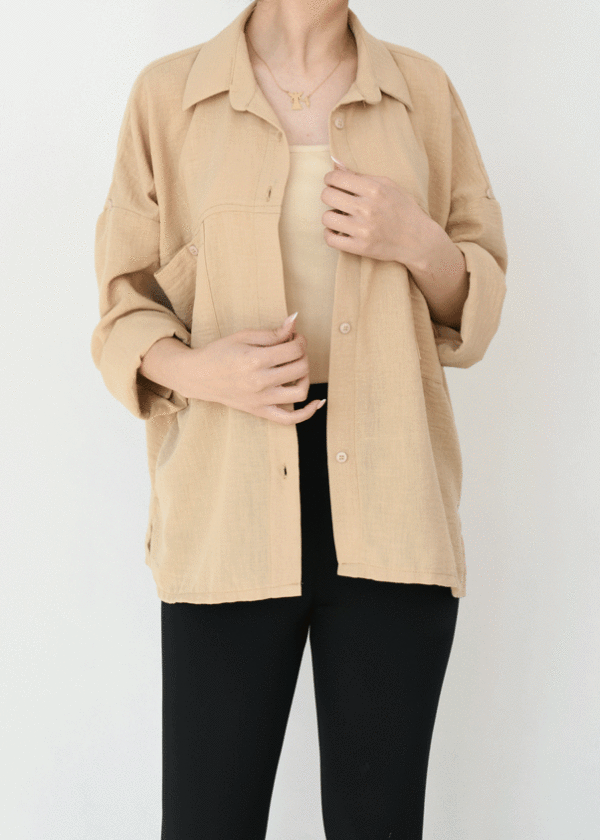 شومیز جلوجیب کرم - Image 2