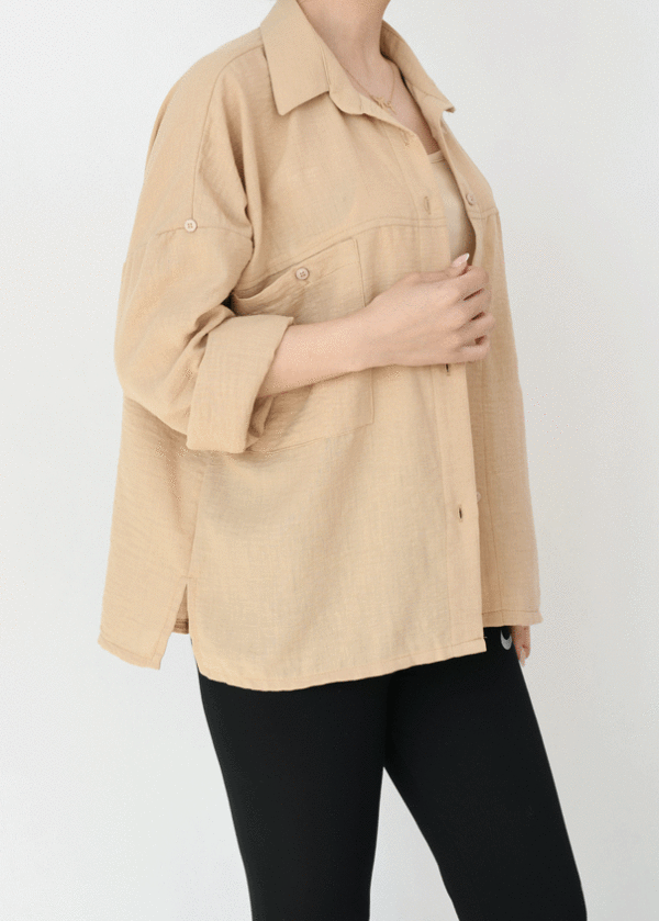 شومیز جلوجیب کرم - Image 3